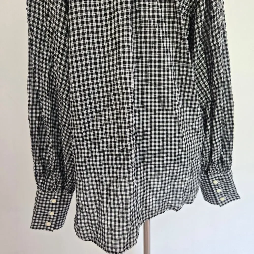 J Crew Womens Victorian Ruffle Neck Button Up Shirt Plaid Elevated Basics Work 8